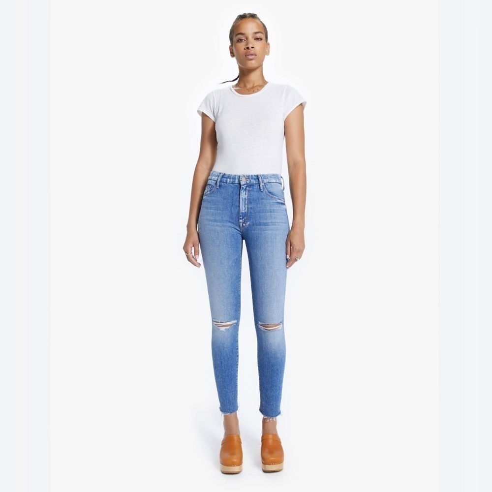MOTHER High Waister Looker Ankle Fray Skinny Jean Spice it Up SZ 32